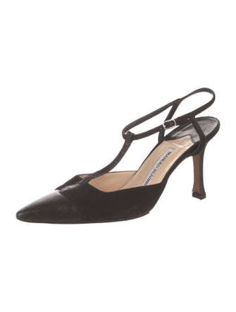 Manolo Blahnik Suede T-Strap Pumps