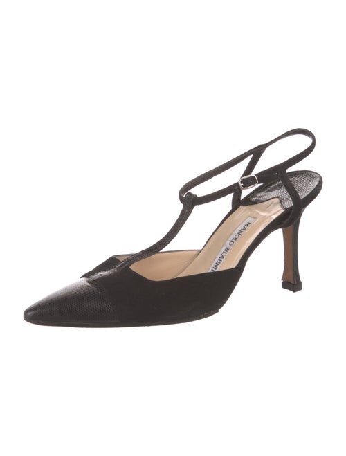 Manolo Blahnik Suede T-Strap Pumps
