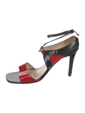 Chanel Patent Leather Colorblock Pattern Sandals