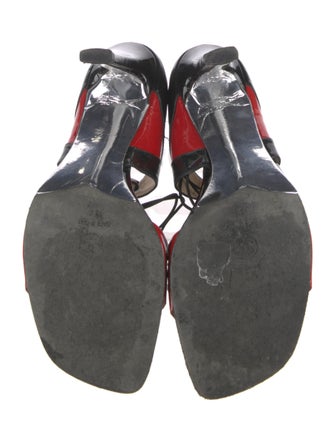 Chanel Patent Leather Colorblock Pattern Sandals