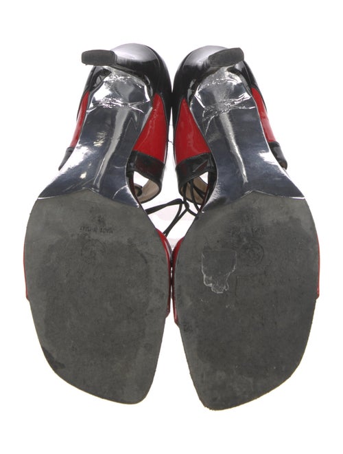 Chanel Patent Leather Colorblock Pattern Sandals