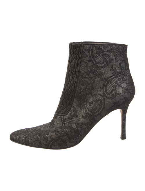 Manolo Blahnik Lace Floral Print Boots
