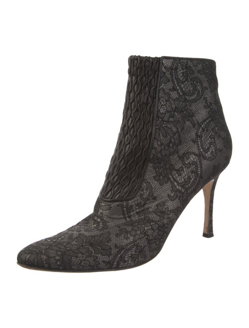 Manolo Blahnik Lace Floral Print Boots