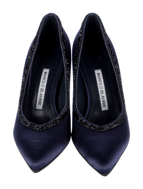 Manolo Blahnik Satin Crystal Embellishments Pumps