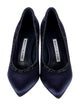 Manolo Blahnik Satin Crystal Embellishments Pumps