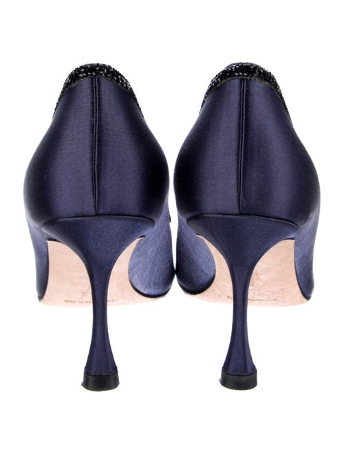 Manolo Blahnik Satin Crystal Embellishments Pumps