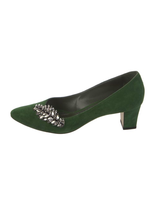 Manolo Blahnik Suede Crystal Embellishments Pumps