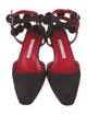 Manolo Blahnik Canvas Pom-Pom Embellishments D'Orsay Pumps