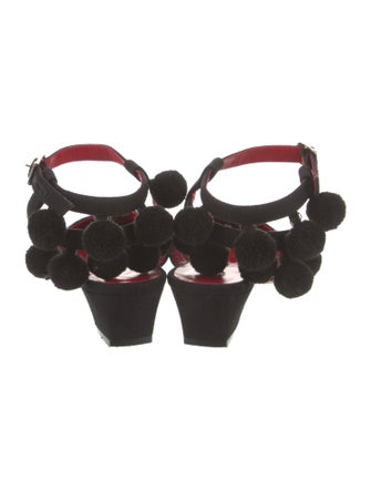 Manolo Blahnik Canvas Pom-Pom Embellishments D'Orsay Pumps