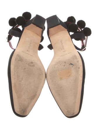 Manolo Blahnik Canvas Pom-Pom Embellishments D'Orsay Pumps