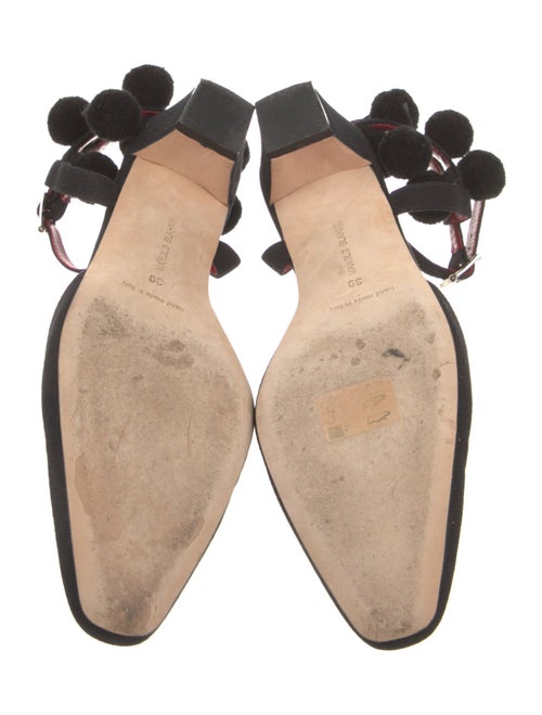Manolo Blahnik Canvas Pom-Pom Embellishments D'Orsay Pumps