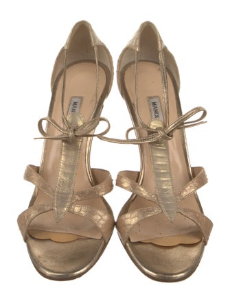 Manolo Blahnik Leather T-Strap Pumps