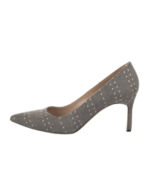 Manolo Blahnik Canvas Polka Dot Print Pumps