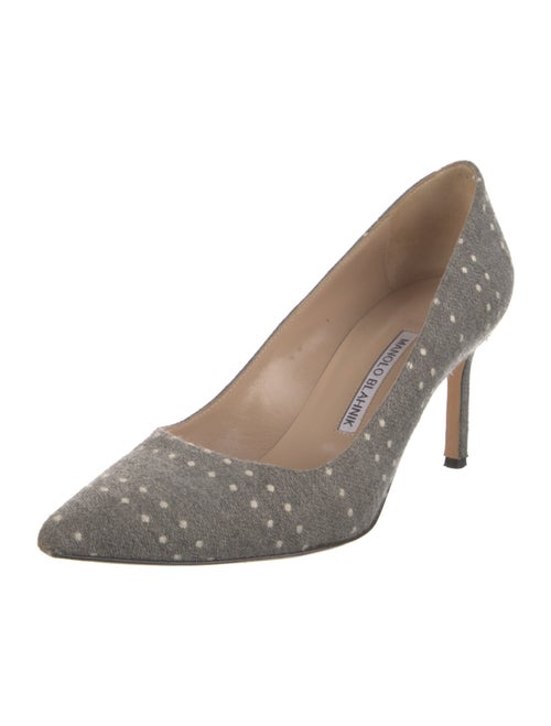 Manolo Blahnik Canvas Polka Dot Print Pumps