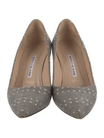 Manolo Blahnik Canvas Polka Dot Print Pumps