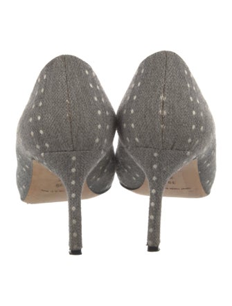 Manolo Blahnik Canvas Polka Dot Print Pumps