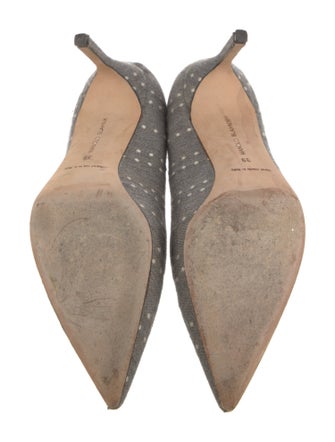 Manolo Blahnik Canvas Polka Dot Print Pumps