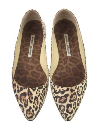 Manolo Blahnik Leather Animal Print Flats