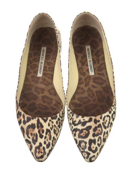 Manolo Blahnik Leather Animal Print Flats