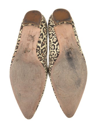 Manolo Blahnik Leather Animal Print Flats
