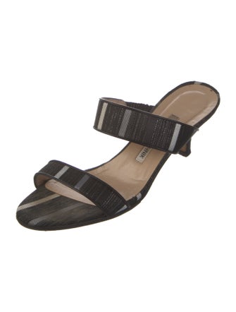 Manolo Blahnik Canvas Striped Slides