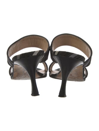 Manolo Blahnik Canvas Striped Slides