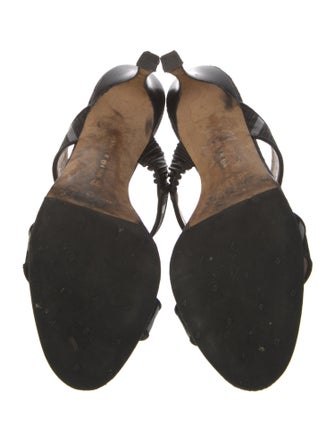 Manolo Blahnik Canvas Striped Slides