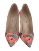 Manolo Blahnik Satin Printed Pumps