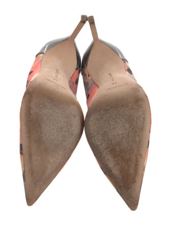 Manolo Blahnik Satin Printed Pumps