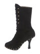 Manolo Blahnik Suede Studded Accents Lace-Up Boots