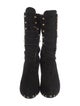 Manolo Blahnik Suede Studded Accents Lace-Up Boots