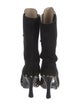 Manolo Blahnik Suede Studded Accents Lace-Up Boots