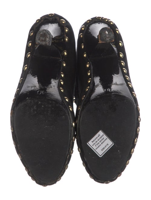 Manolo Blahnik Suede Studded Accents Lace-Up Boots