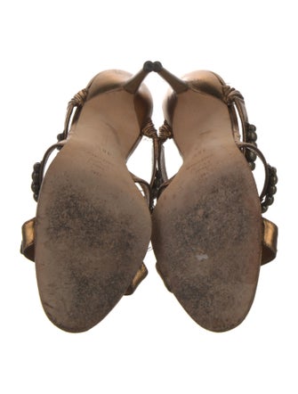 Manolo Blahnik Leather Beaded Accents Slides