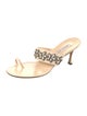 Manolo Blahnik Leather Crystal Embellishments Slides