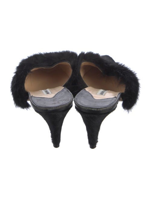 Manolo Blahnik Ponyhair Fur Trim Mules
