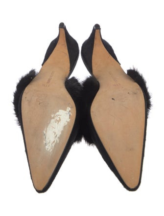 Manolo Blahnik Ponyhair Fur Trim Mules