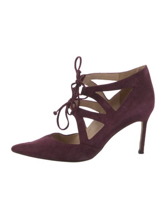 Manolo Blahnik Suede T-Strap Pumps