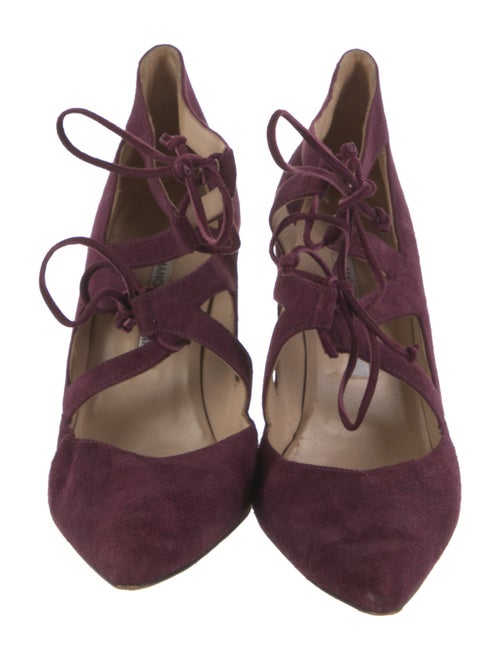 Manolo Blahnik Suede T-Strap Pumps