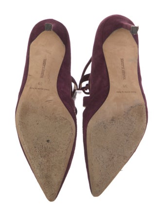 Manolo Blahnik Suede T-Strap Pumps