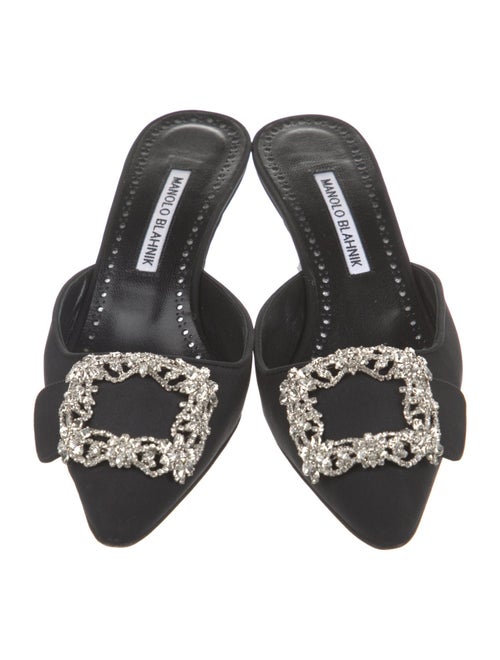 Manolo Blahnik Satin Crystal Embellishments Mules