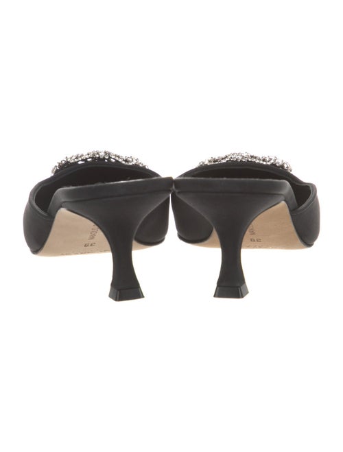 Manolo Blahnik Satin Crystal Embellishments Mules