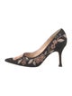 Manolo Blahnik Floral Print Embroidered Accent Pumps