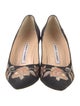 Manolo Blahnik Floral Print Embroidered Accent Pumps