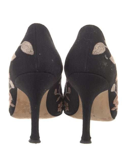 Manolo Blahnik Floral Print Embroidered Accent Pumps