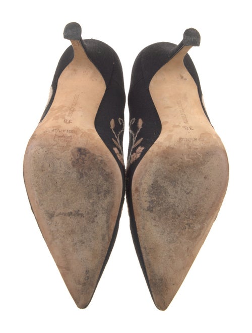 Manolo Blahnik Floral Print Embroidered Accent Pumps