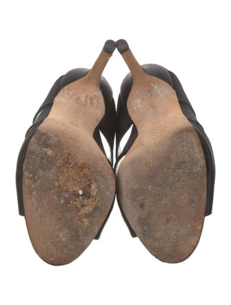 Manolo Blahnik Satin Crystal Embellishments Slides