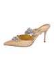 Manolo Blahnik Satin Crystal Embellishments Mules