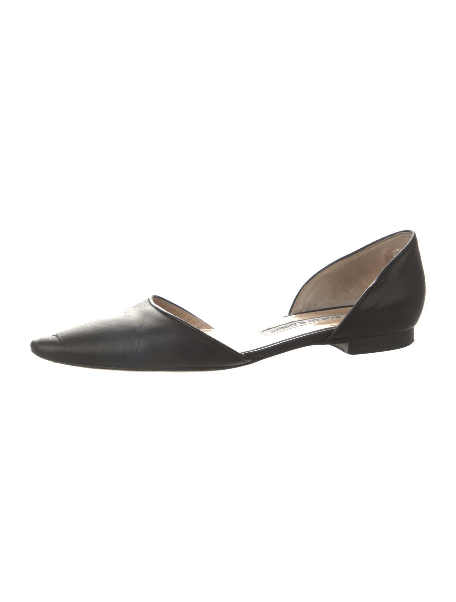 Manolo Blahnik Leather D'Orsay Flats