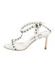 Manolo Blahnik Leather Eyelet Trim T-Strap Sandals